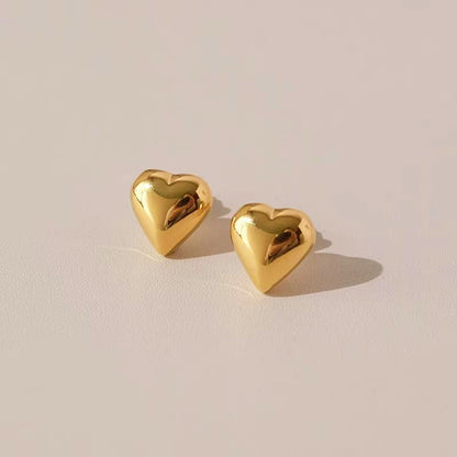 18K Gold-Plated Heart Stud Earrings