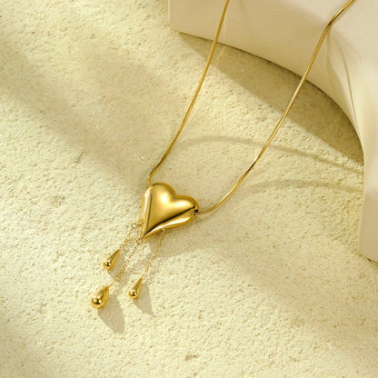 18K Gold-Plated Heart Tassel Necklace