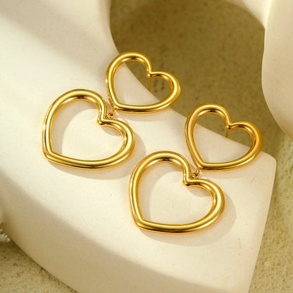 18K Gold-Plated Hollow Double-Heart Earrings