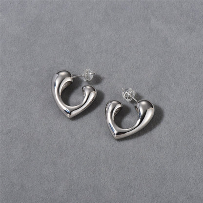 18K Gold-Plated Hollow Heart-Design Earrings