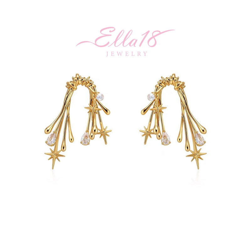 18K Gold-Plated Irregular Zircon Starlight Earrings