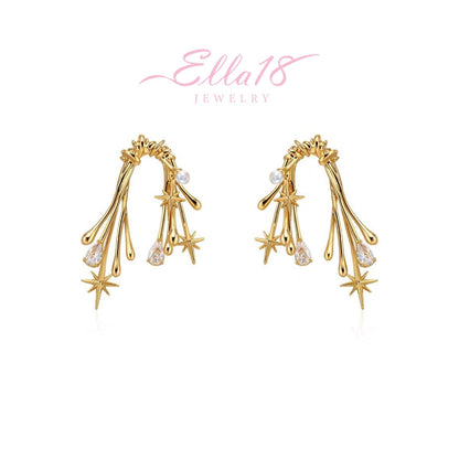 18K Gold-Plated Irregular Zircon Starlight Earrings