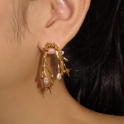 18K Gold-Plated Irregular Zircon Starlight Earrings