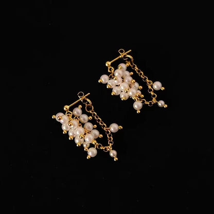 18K Gold-Plated Pearl Tassel Earrings
