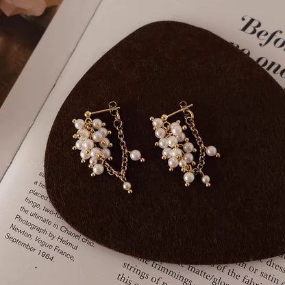 18K Gold-Plated Pearl Tassel Earrings