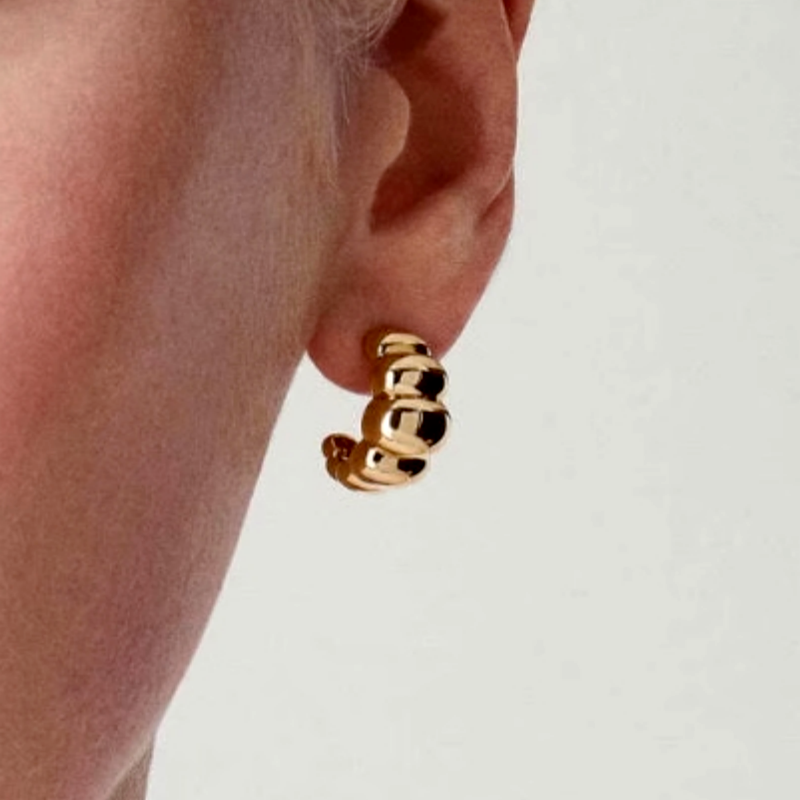 18K Gold-Plated Polished C-Shaped Earrings