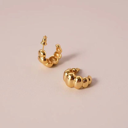18K Gold-Plated Polished C-Shaped Earrings