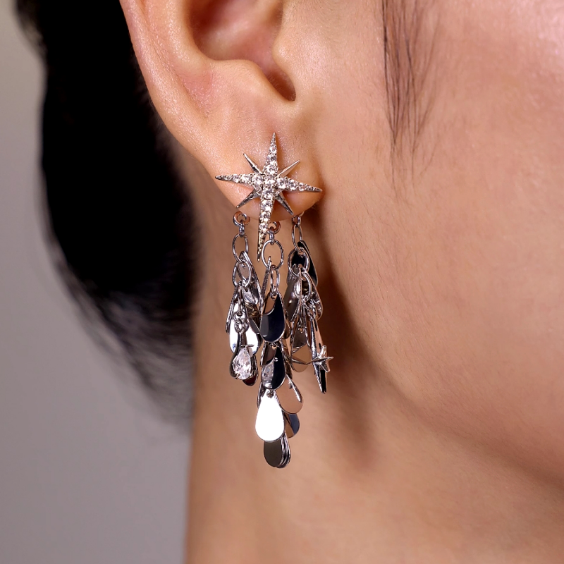 18K Gold-Plated Polished Star Tassel Earrings