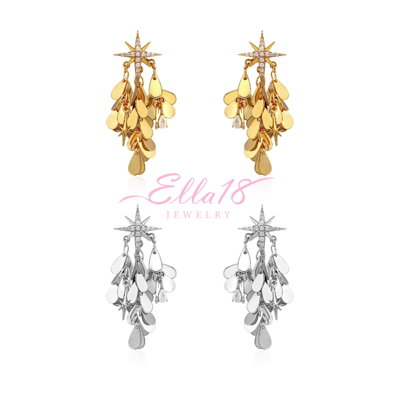 18K Gold-Plated Polished Star Tassel Earrings