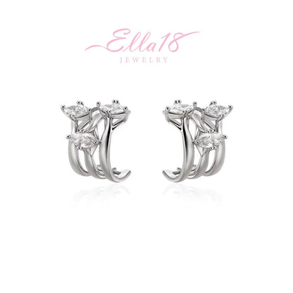 18K Gold-Plated Three-Layer Zircon Stud Earrings