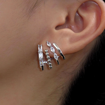 18K Gold-Plated Three-Layer Zircon Stud Earrings