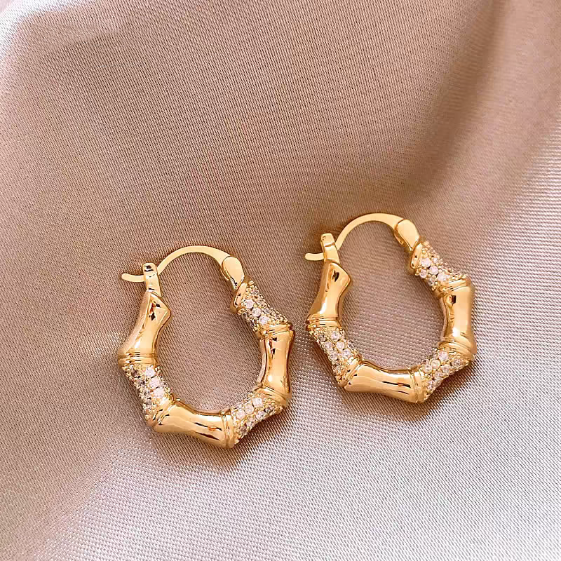 18K Gold-Plated Zircon Hoop Earrings