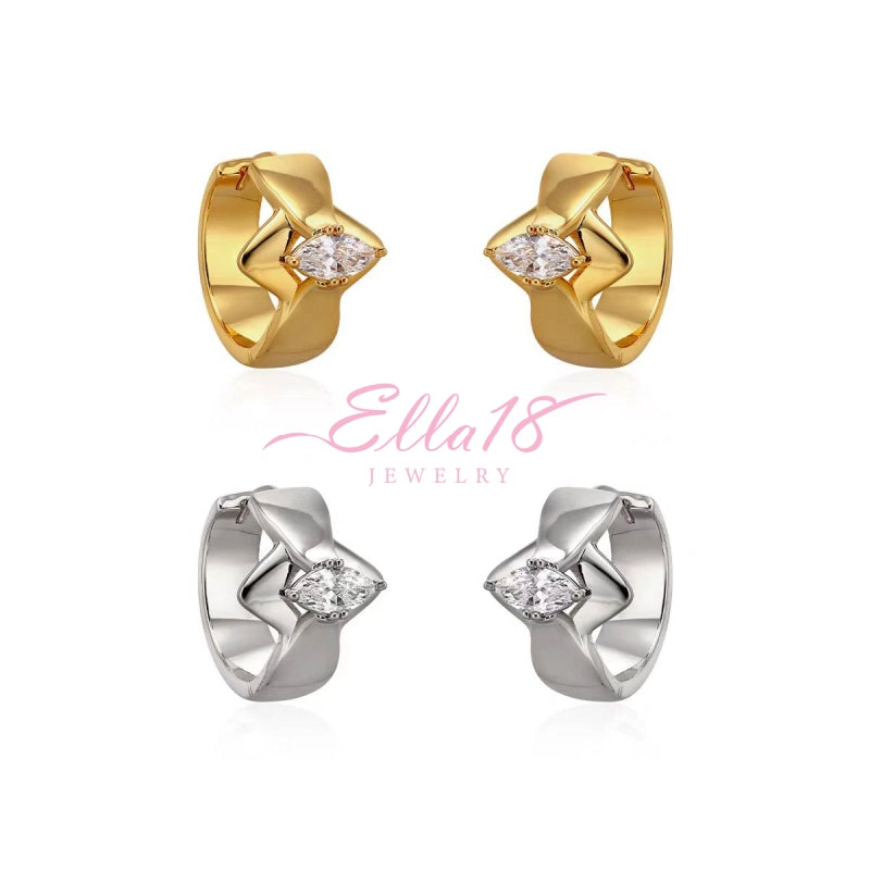 18K Gold-Plated Zircon Hoop Earrings