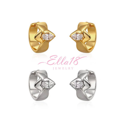 18K Gold-Plated Zircon Hoop Earrings