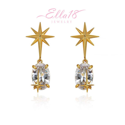 18K Gold-Plated Zircon Star Earrings