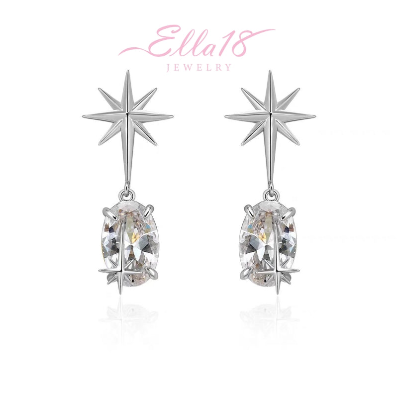 18K Gold-Plated Zircon Star Earrings