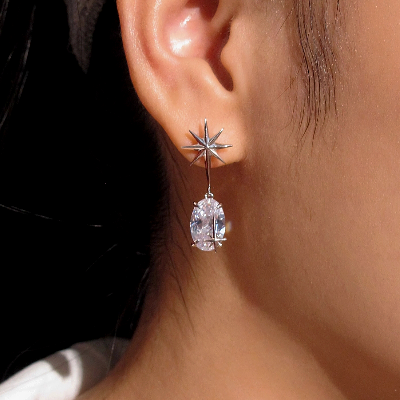 18K Gold-Plated Zircon Star Earrings