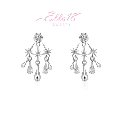 18K Gold-Plated Zircon Star Water Drop Earrings