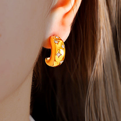 18K Gold-plated Elegant C-Shaped Earrings
