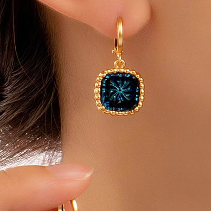 18K Gold-plated Geometric Blue Square Earrings