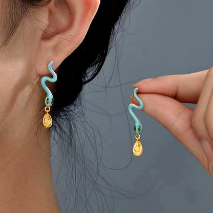 18K Gold-plated Ingot Snake Earrings