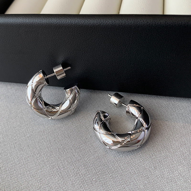 18K Gold-plated Pattern C-Shaped Earrings