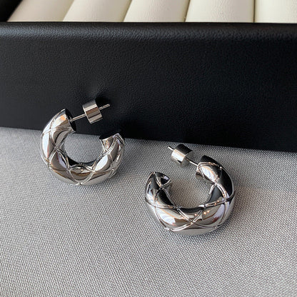18K Gold-plated Pattern C-Shaped Earrings
