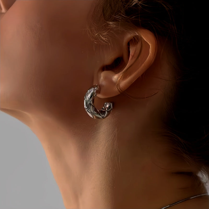 18K Gold-plated Pattern C-Shaped Earrings
