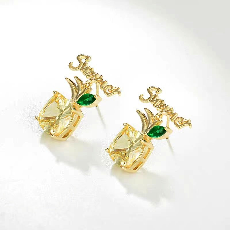 18K Gold-plated Summer Pineapple Earrings