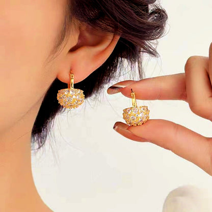 18k Gold-Plated Zircon Diamond Basket Earrings