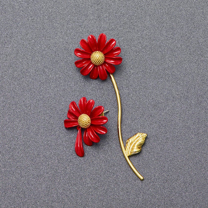 24K Gold-plated Asymmetrical Daisy Flower Earrings