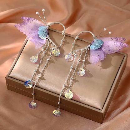 Crystal Butterfly Tassel  Cuffs ( 1 Pair )