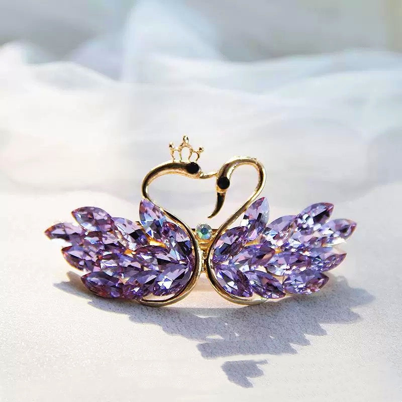 Crystal Swan Hair Clips