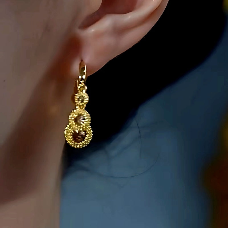 14K Gold-Plated Diamond Durian Tassel Earrings