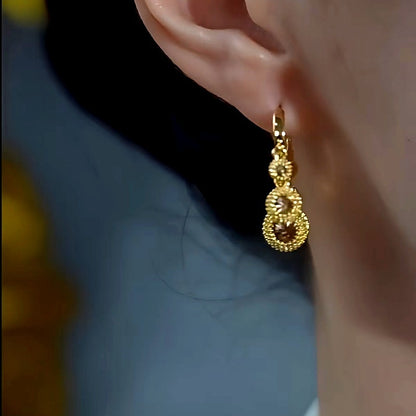 14K Gold-Plated Diamond Durian Tassel Earrings