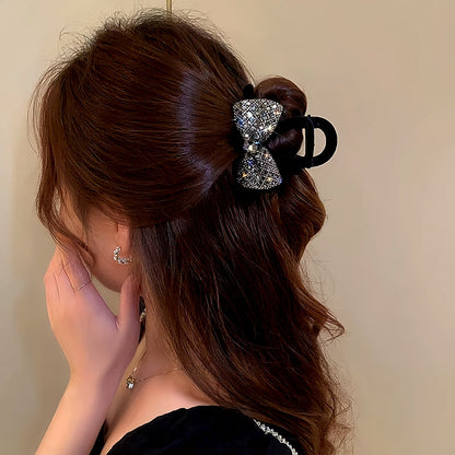 Elegant Diamond Bow Hair Clip