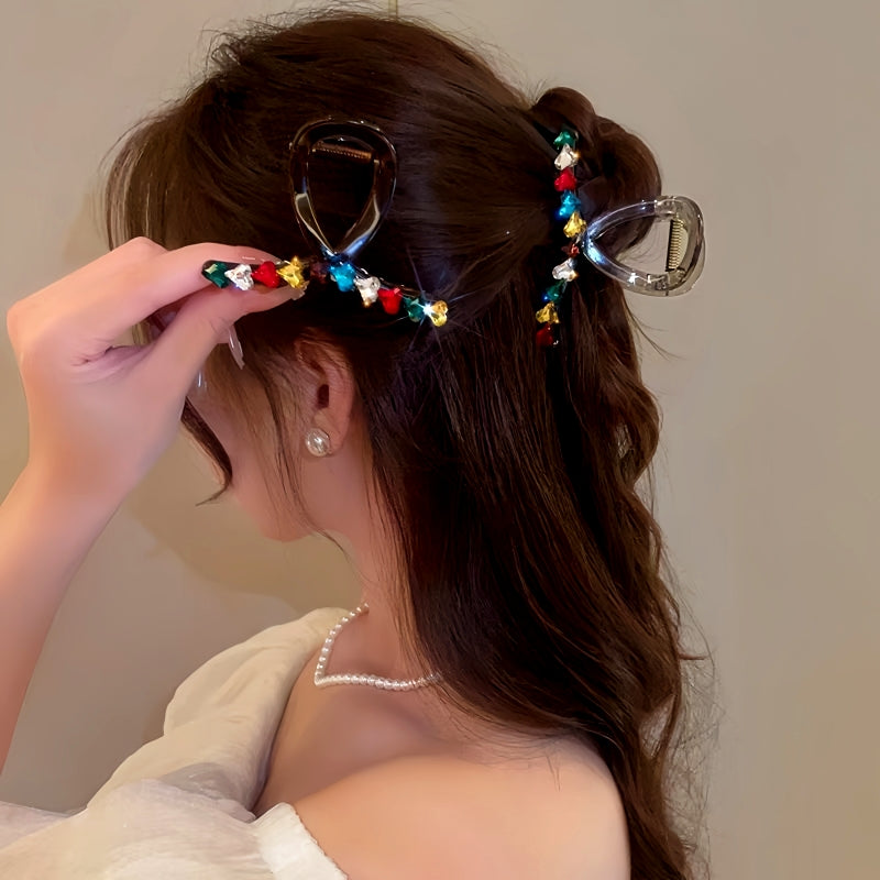 Elegant Dopamine Colored Love Acrylic Hair Clip