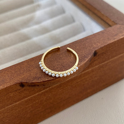 Gold Plated Artificial Pearl Two Piece Rings