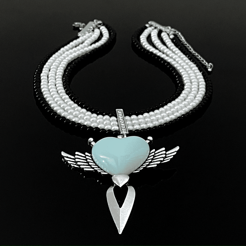 Pearl Heart Wings Necklace