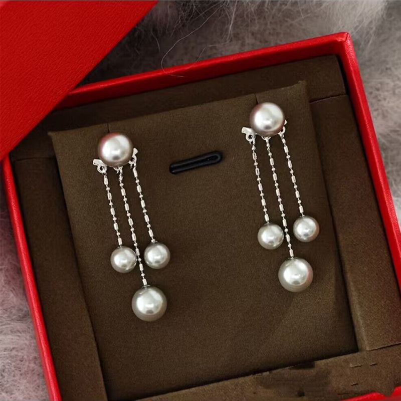 Silver Post Artificial Gray Pearl Earrings