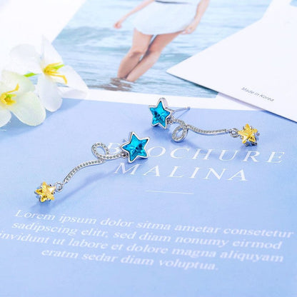 Silver Post Blue Star Earrings