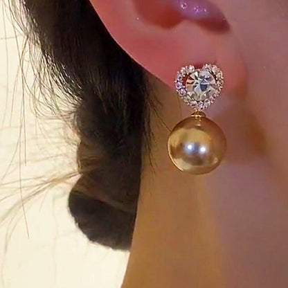 Silver Post Champagne Color Pearl Earrings