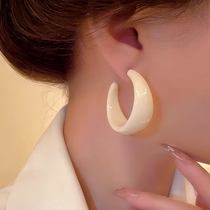 Silver Post Cute Candy Color C-shaped Earrings