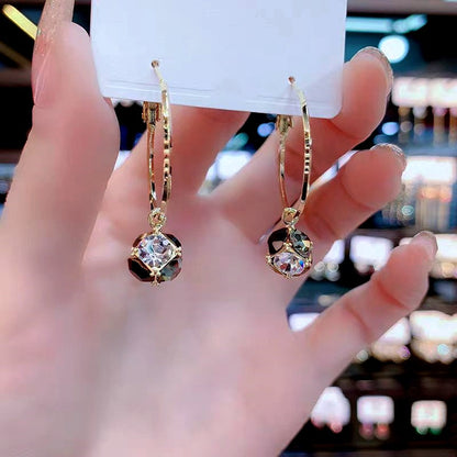 Silver Post Daimond Ball Earrings