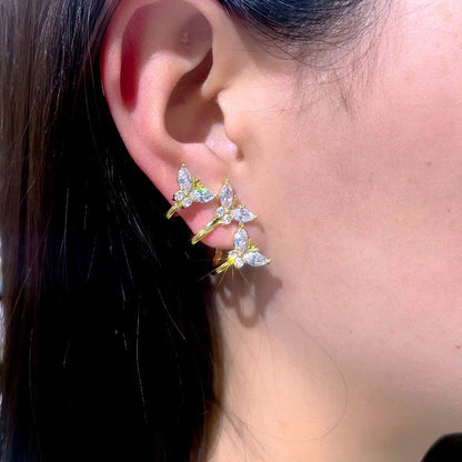 Silver Post Elegant Rhinestone Butterfly Stud Earrings