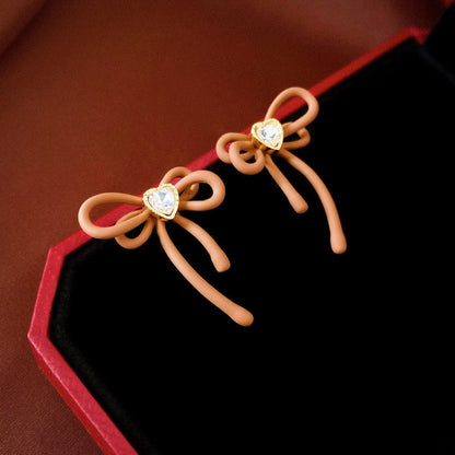 Silver Post Love Bow Earrings
