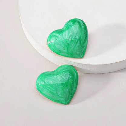 Silver Post Painted Heart Stud Earrings
