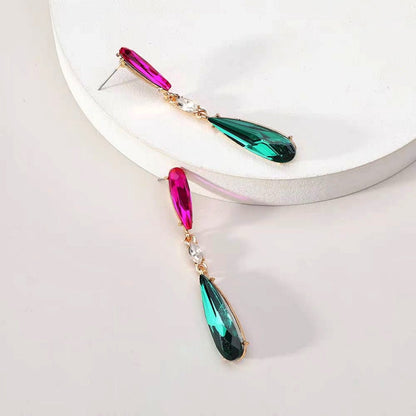 Silver Post Rhinestonen Water Drop Earrings