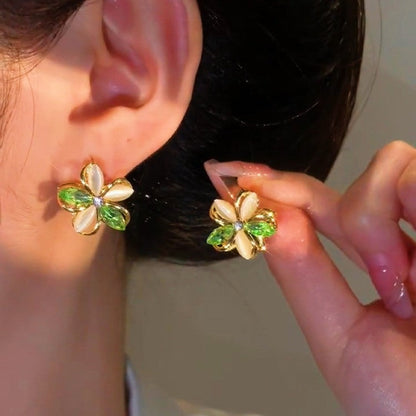 Silver Post Rotating Flower Stud Earrings