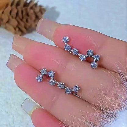 Silver Post Sparkling Diamond Earrings